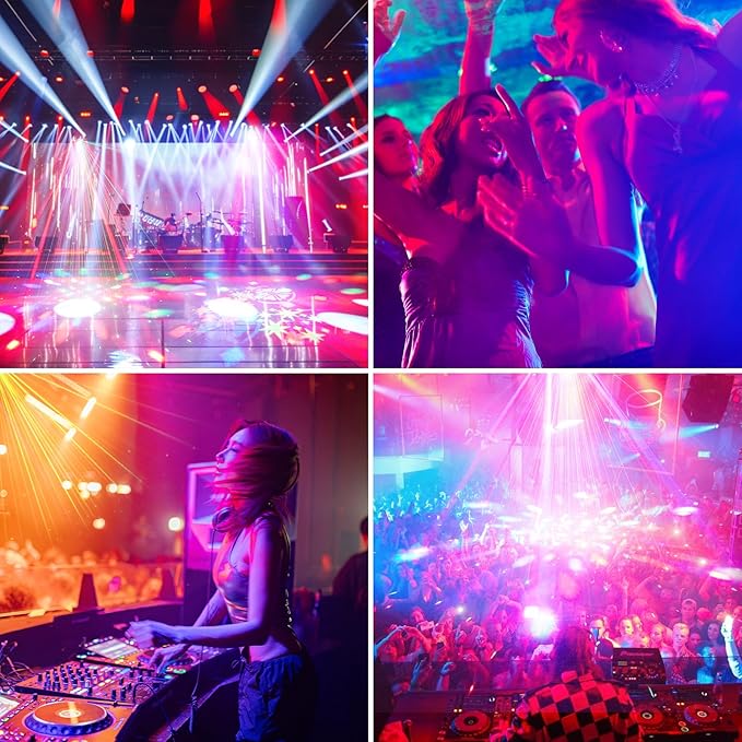 2-Pack 120W Moving Head 6 Arms Stage Lights with Mixed Lighting Effects,DJ Stage Lighting for Party Disco Club Wedding Bar