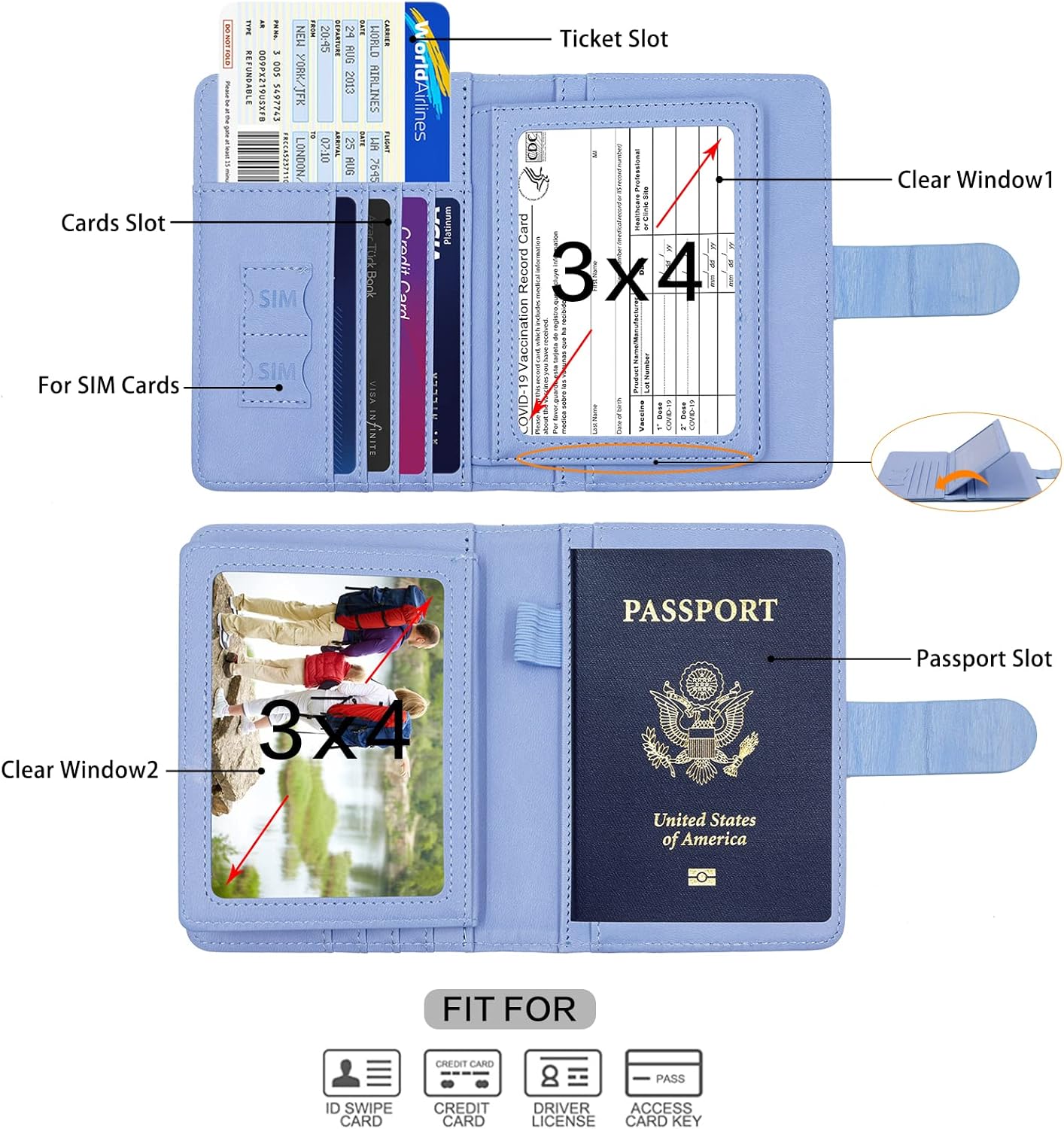 Melsbrinna Rfid Passport Holder for Travel women/Men, Cute Passport Wallet Rfid Blocking Card Slots, Rfid Passport Cover/CaseTravel Wallet, Passport Book Holder (1, Blue4)