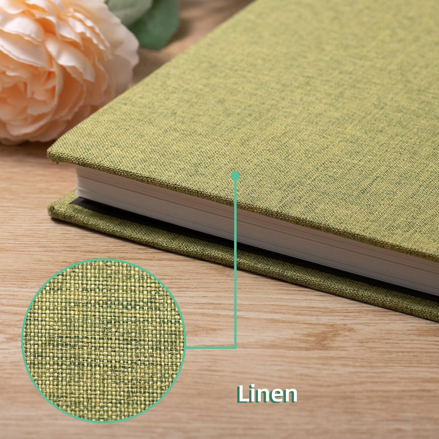 Large Photo Album Self Adhesive Scrapbook Album for 4×6 8×10 Pictures DIY Magnetic Linen Cover Album 40 Pages for Family Wedding Gifts with Metal Pen and Plastic Board