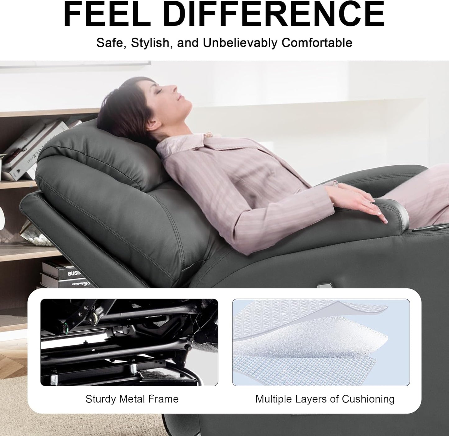 Recliner Chair, Rocking Chair with Massage and Heat, 360° Swivel Recliner Chairs for Adults, Rocker Manual Recliner with Remote Control and Cup Holder for Living Room, Bedroom, Nursery