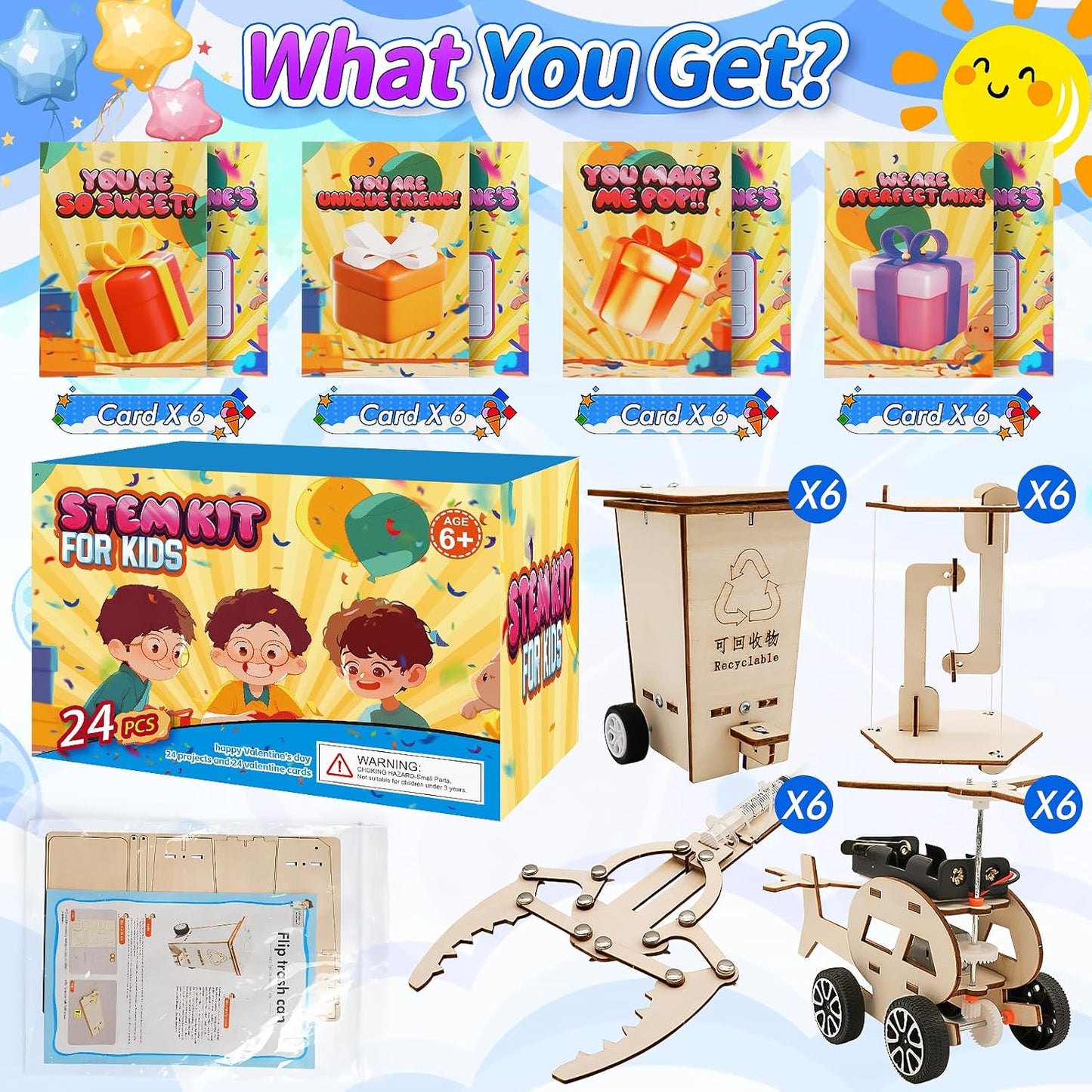 24 Pcs Party Favors for Kids Age 6-10, Treasure Box Toy Stem Kit Party Favors Science Kits for Boys girls STEM Toys for Kids Age 6 7 8 10 12 13 Classroom Giveaways, Carnival Prizes Toy, Birthday Treats, Party Supplies