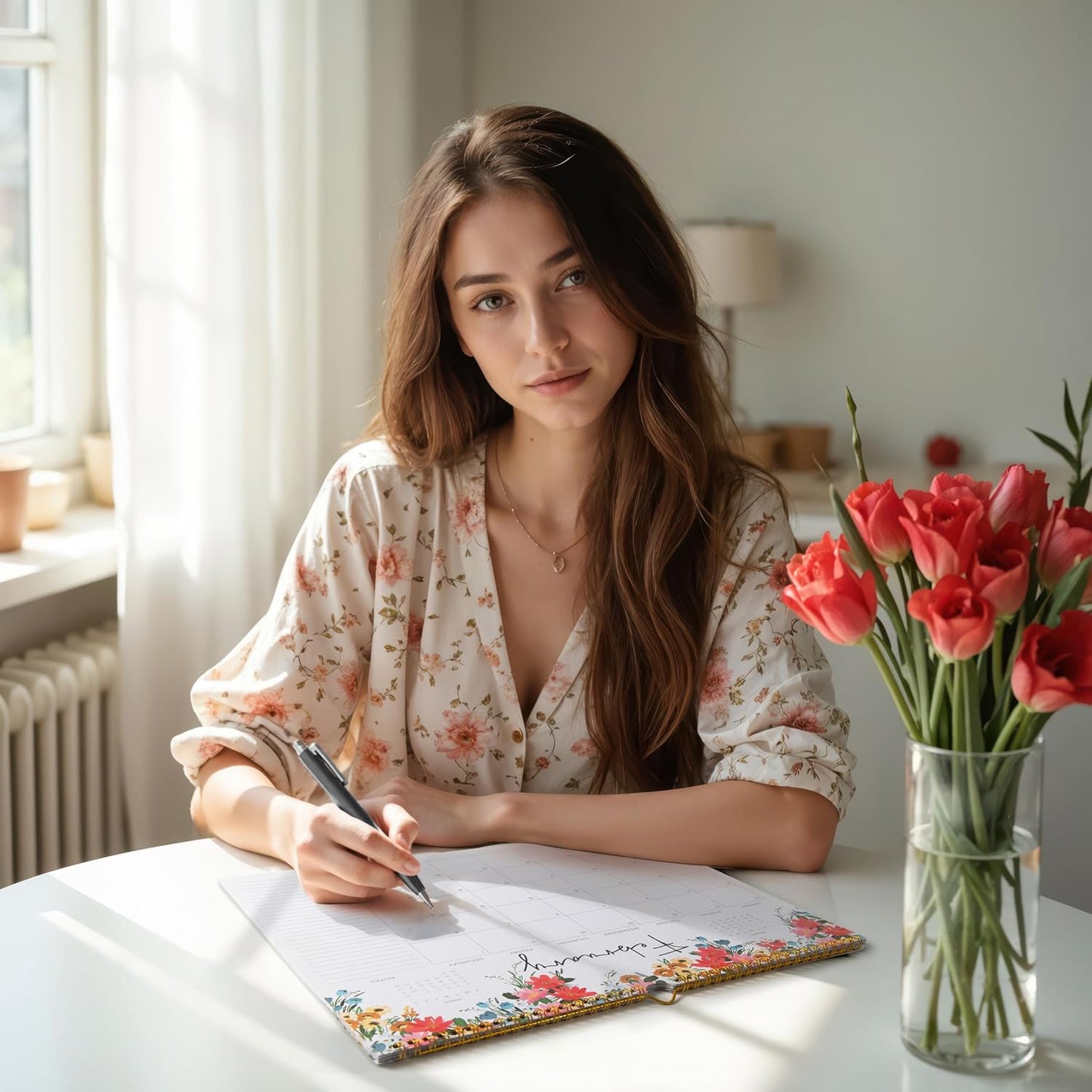 2025-2026 Calendar, Jokotha Wall Calendar 2025, Calendar Runs From Aug 2025 - Dec 2026, 15" x 12", Twin-Wire Binding, Hanging Hook, Floral Design