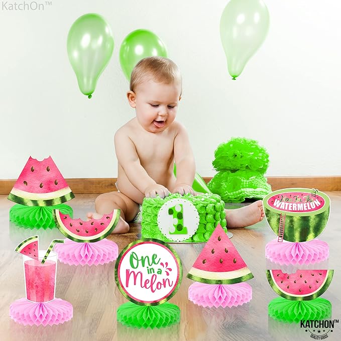 KatchOn, One In A Melon Centerpieces – Pack of 9 | One in a Melon Party Decorations | Watermelon Birthday Decorations, Watermelon Centerpieces for Tables for Birthday, Baby Shower, Summer Party Decor
