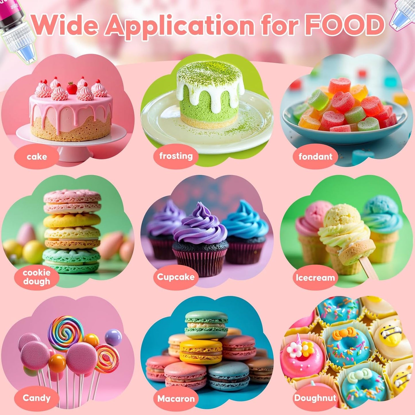 Food Coloring for Cake Decorating - 21 Edible Color Food Grade Vibrant Food Dye Tasteless Food Color for Cake Decorating Baking Easter Egg Icing Fondant Cooking- 0.25 Fl.oz/Bottle