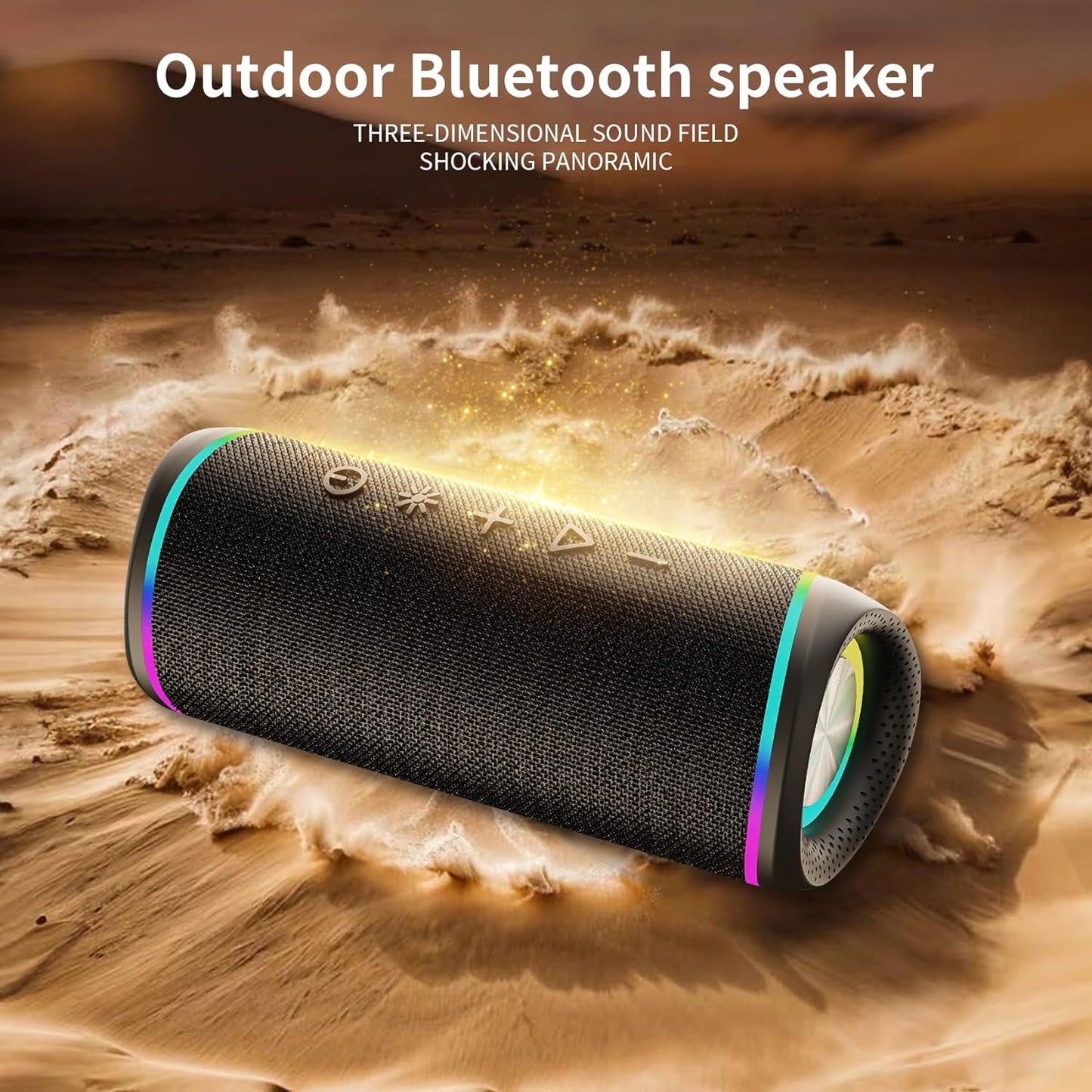 Bluetooth Speaker with HD Sound, Portable Wireless, IPX5 Waterproof, Up to 20H Playtime, TWS Pairing, Bluetooth 5.3, for Home, Party, Beach, Outdoor, Electronic Gadgets, Birthday Gift (Black)