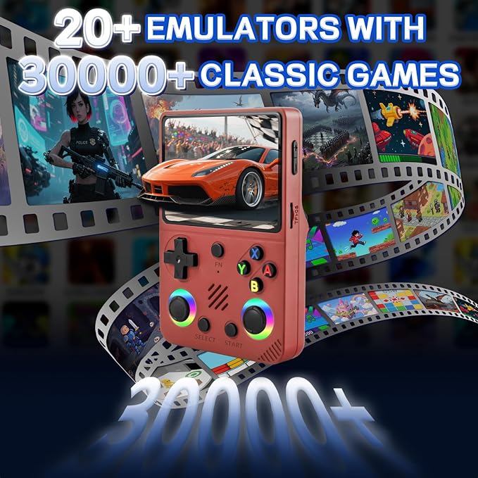 RG36 PRO Retro Handheld Game Console - Support 30000+ Classic Games,3.5-Inch Screen,3000mAh Battery,Linux OS, Portable Game Console for Travel - Birthday Gift for Teens,Boy Friends(Red)