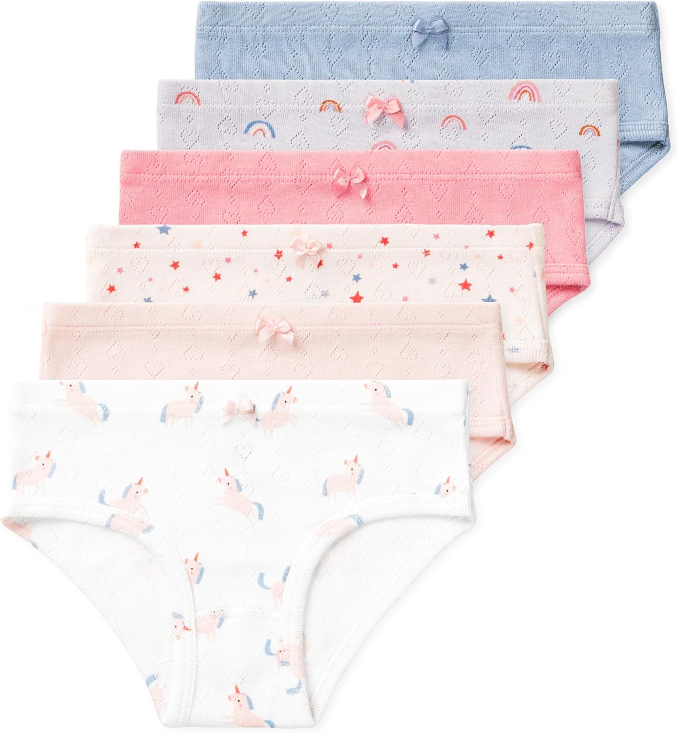 Lucky & Me Erica Girls Bikini 100% Organic Cotton Children's Underwear 6 Pack