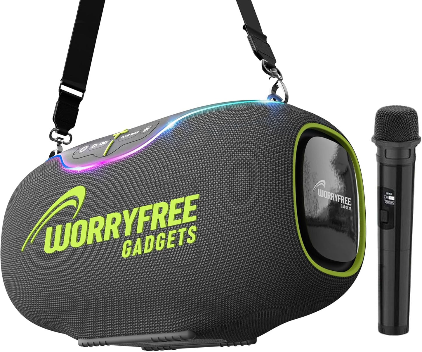 350W Wireless Bluetooth Speaker, 24Hrs Playtime, RGB Lights, Mic with EQ & Volume Control, 10M Range (Gray)