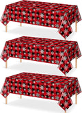 3 Pieces Red and Black Buffalo Plaid Merry Christmas Party Tablecloth Decorations,Plastic White Snowflake Buffalo Plaid Sign Table Cover for Winter Christmas Holiday Party Supplies,54x108 inch