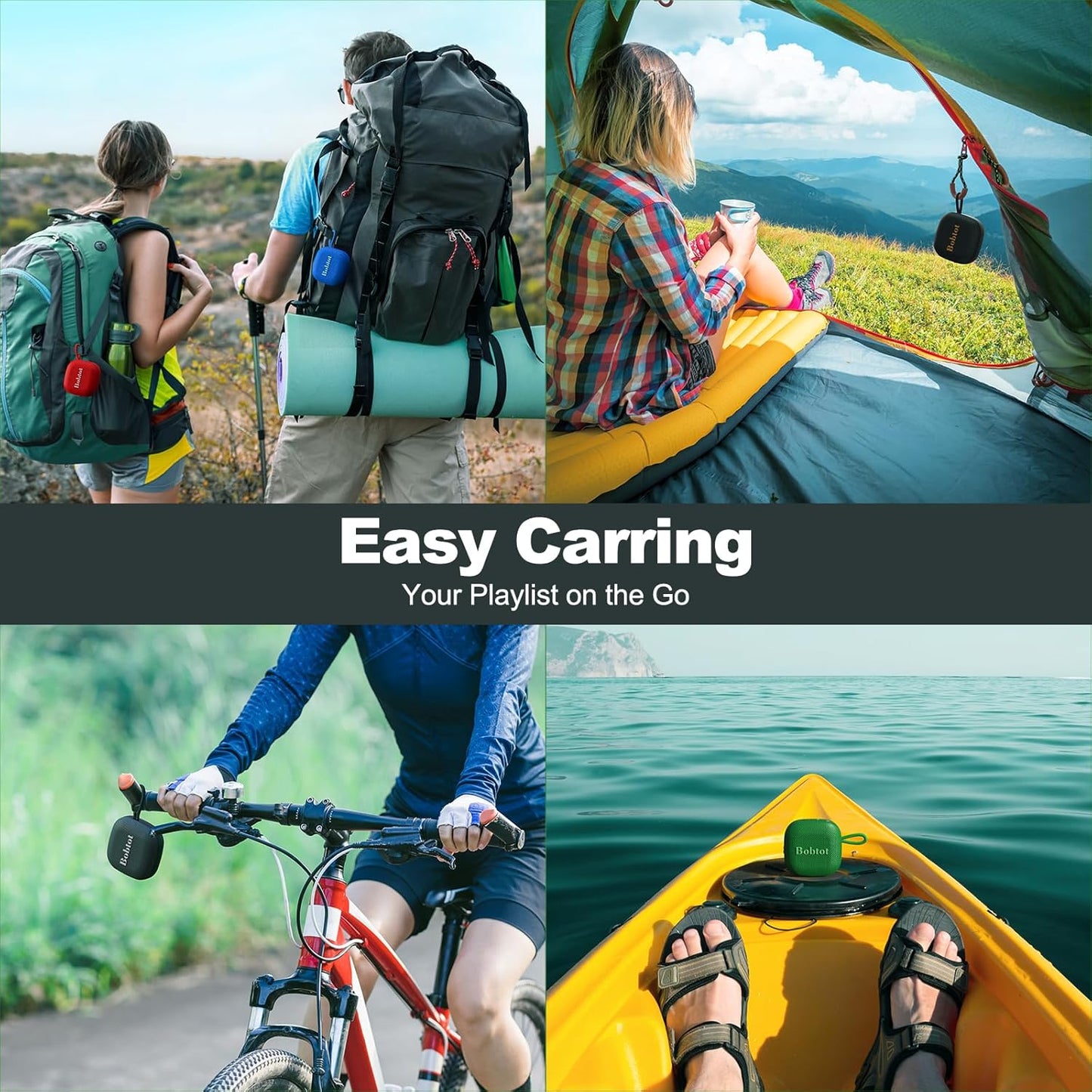 Bobtot Portable Wireless Bluetooth Speaker - IPX7 Waterproof Show Speakers with 16H Playing Time, Loud Stereo Sound, Built-in Mic, TWS, Small Size with Carry Lanyard, DarkBlue