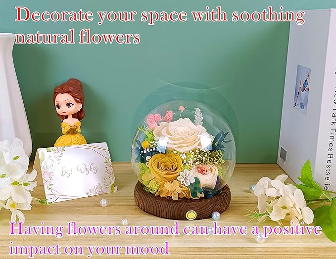 Valley of Rain & Forest Long-Lasting Real Flowers, Unique Floral Gift for You to Send Love for All Occasions, for Indoor Decoration (Champagne & Yellow Roses Arrangement)