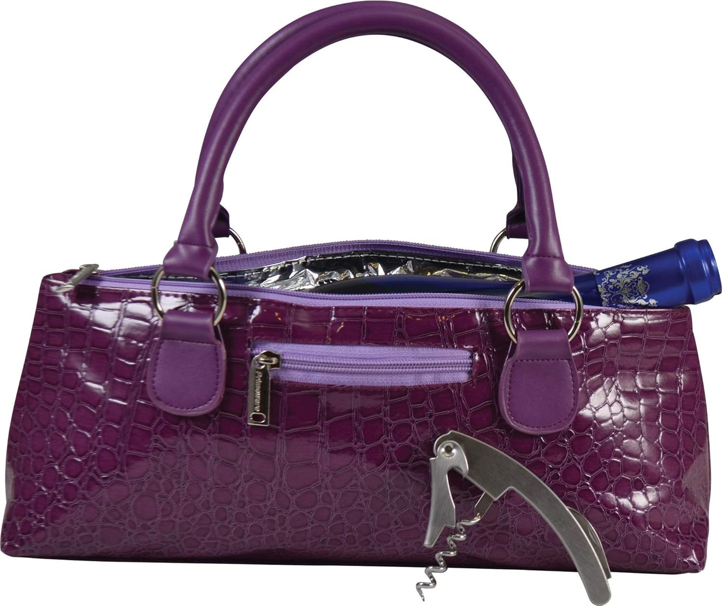 Wine Clutch Bag (Thermal Insulated) Trendy Women’s Carry Tote | Holds Red & White 750mL Bottles | Trendy Fashion | Incl. Portable Waiter-Style Corkscrew