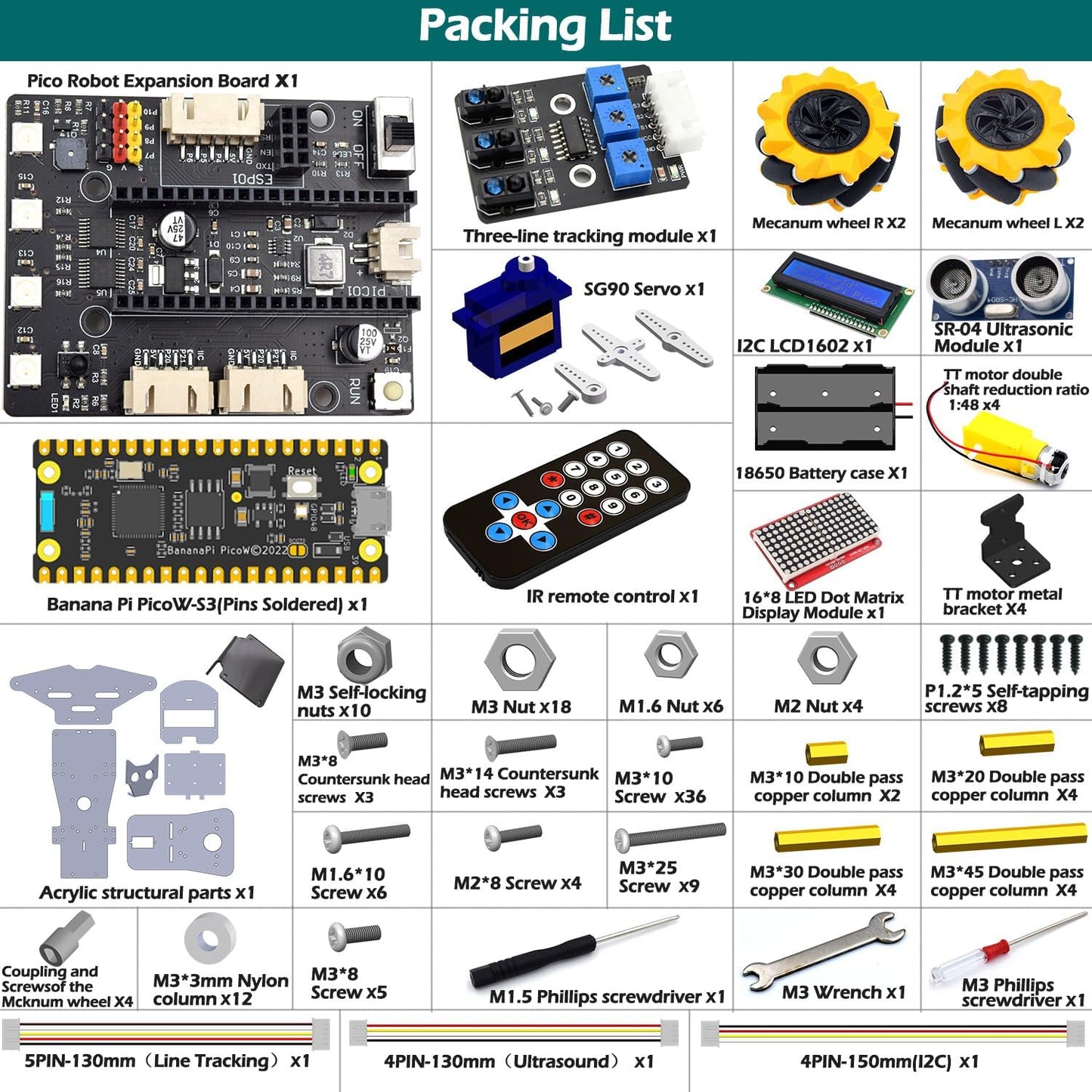 Adeept 4WD Robot Kit Omni-Directional Mecanum Wheels Car for ESP32-S3 Banana Pi PicoW-S3 DIY STEM Remote Educational Robotic with LCD1602 Display, Python Code PDF Tutorials