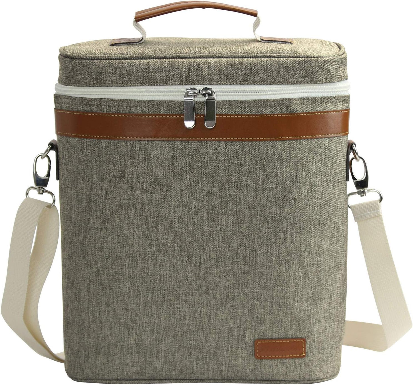 ZORMY 3 Bottle Insulated Wine Tote Cooler Bag, Portable Carrier with Corkscrew Opener and Shoulder Strap for Beach Travel Picnic, Unique Gift for Wine Lovers, Brushed Khaki