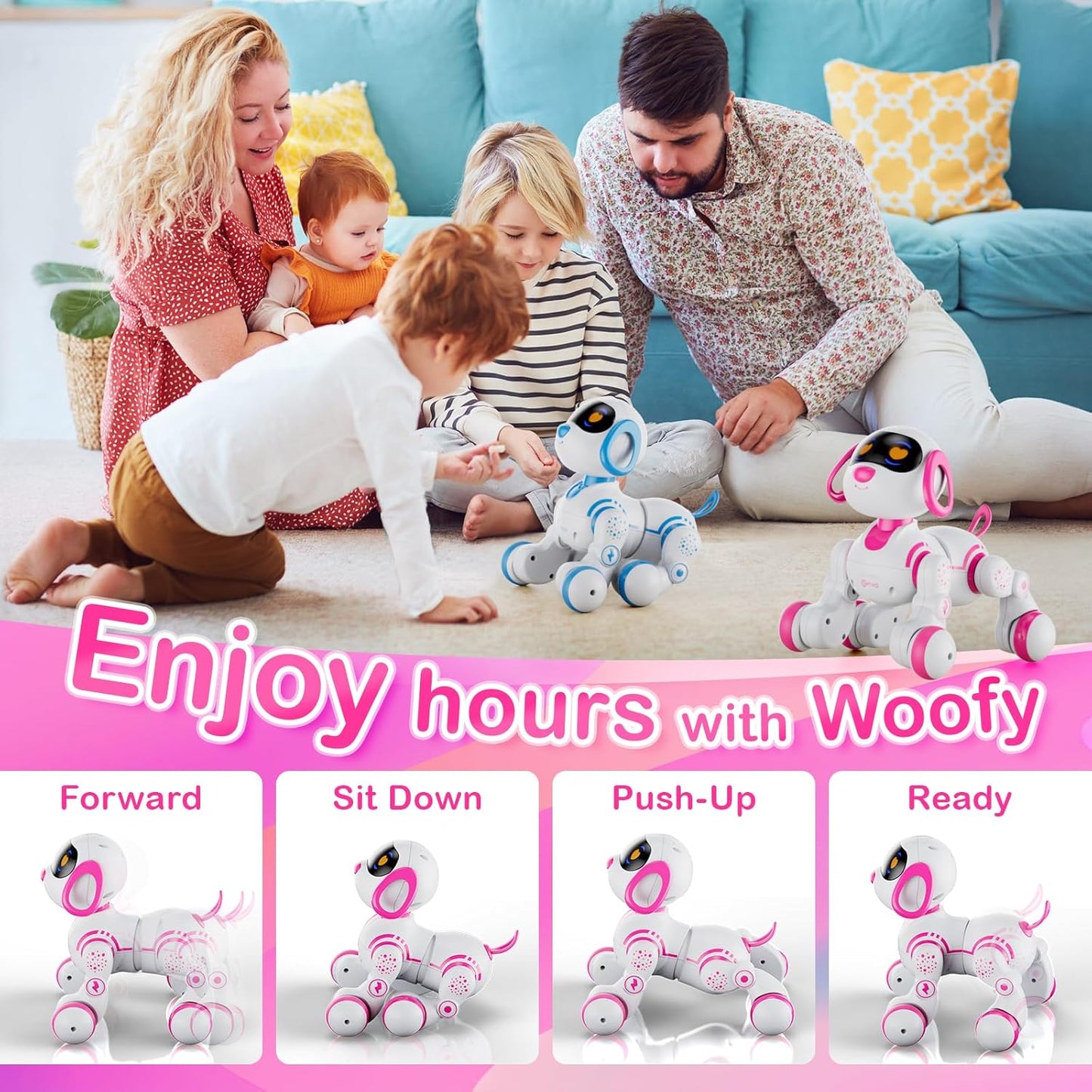 Contixo R3 Robot Dog Toy for Kids - Interactive Remote Control Smart Dancing Robotic Pet for Boys & Girls Ages 3-12 - Pink