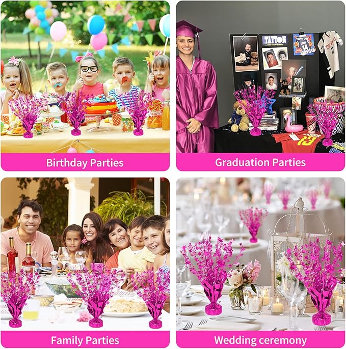 6 Pack Star Table Centerpieces for Party, Birthday Table Decorations for Kids Adults, Party Centerpieces for Tables for Wedding Baby Shower Graduation Holiday Event (Hot Pink)