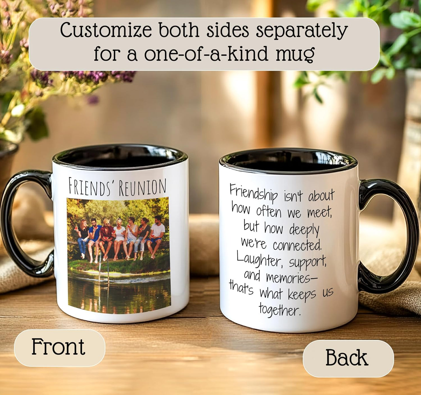 Personalized Coffee Mug | Custom Photo Text or Logo Ceramic Mug | Customized 11 Oz Tea Cup – Unique Gift for Men & Women | Taza Personalizadas Design with Picture and Words | White – Black