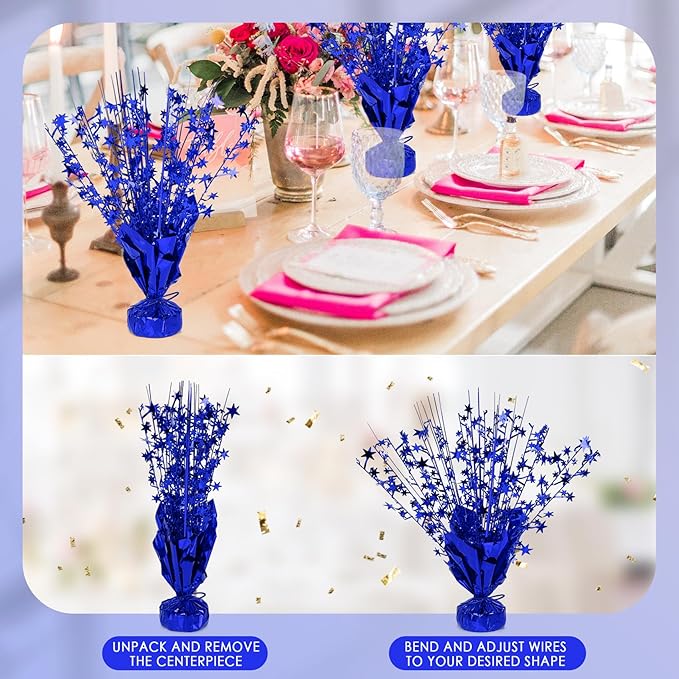 6 Pack Star Table Centerpieces for Party, Birthday Table Decorations for Kids Adults, Party Centerpieces for Tables for Wedding Baby Shower Graduation Holiday Event (Blue)