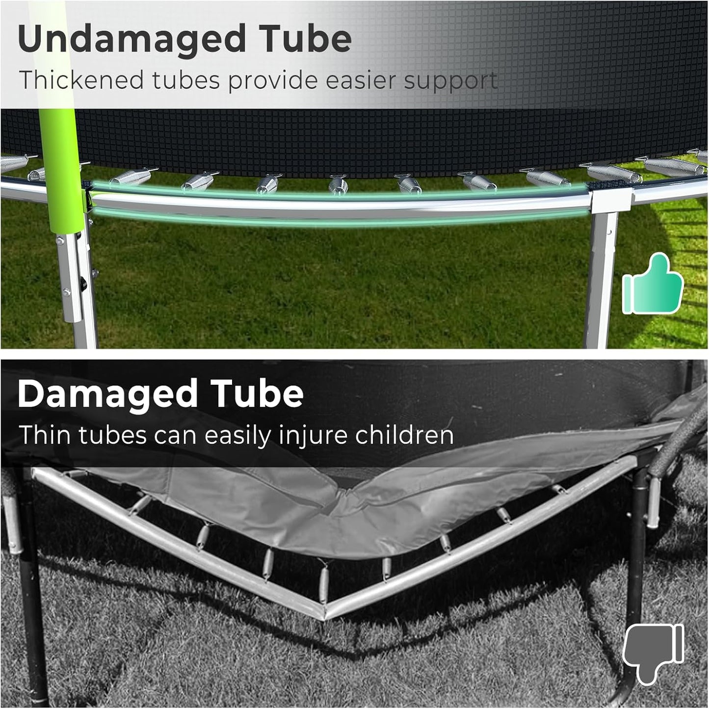 Upgraded 10/12/14/15/16FT Trampoline Outdoor, Large Kids Trampoline with Light, Stakes, Sprinkler, Backyard Trampoline with Basketball Hoop and Net, Capacity for 4-6 Kids and Adults