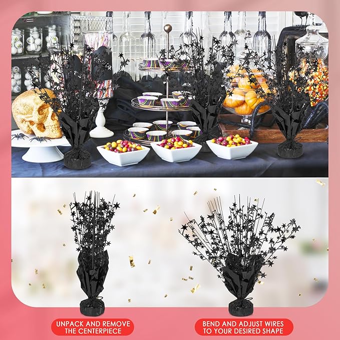 6 Pack Star Table Centerpieces for Party, Birthday Table Decorations for Kids Adults, Party Centerpieces for Tables for Wedding Baby Shower Graduation Holiday Event (Black)