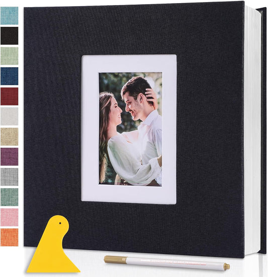 Photo Album Self Adhesive Pages Scrapbook Large Magnetic Photo Albums with Sticky Pages Scrapbooks for Wedding Baby for 4x6 5x7 8x10 Picture Photo Books 11x10.6 Black 40 Pages