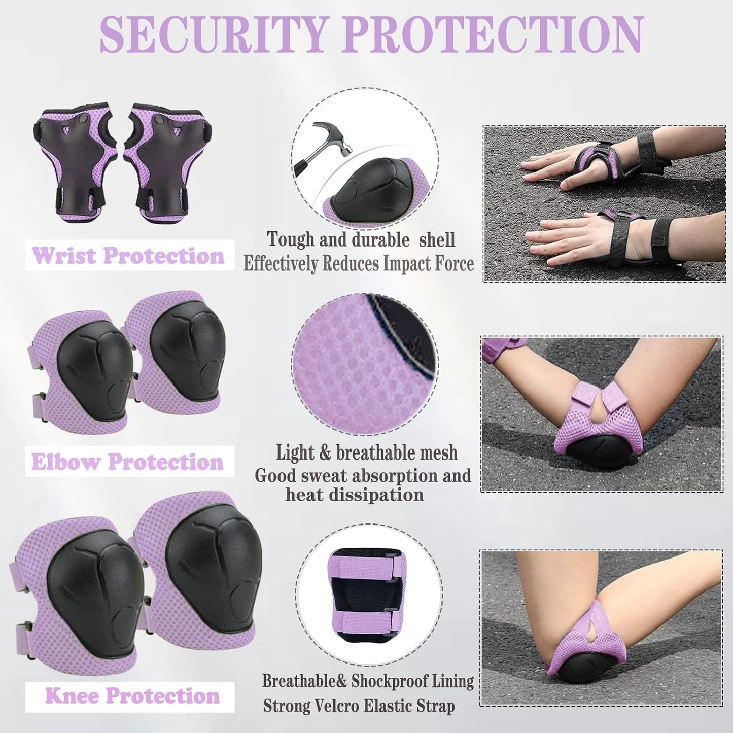 Kids Helmet,Toddler Skateboard Helmets for Ages 2-3-5-8-14 Years Boys Girls with Knee and Elbow Pads Wrist Guards fit Roller Skates,Skateboarding,Skating Scooter Adjustable Kids Helmet