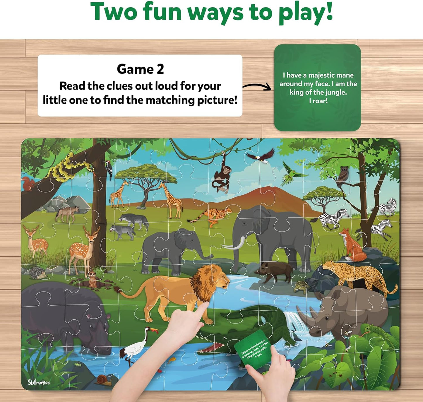 Skillmatics Floor Puzzle & Game - Piece & Play Wild Animals, Jigsaw & Toddler Puzzles, Educational Toy, Gifts for Boys & Girls Ages 3, 4, 5, 6, 7 (48 Pieces, 2 x 3 feet)