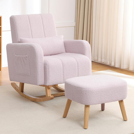 Glider Chair with Ottoman Light Pink
