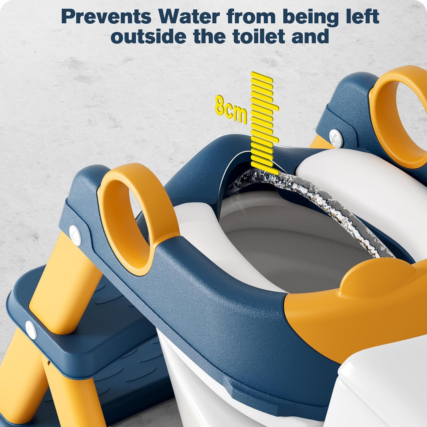 Potty Training Seat, Upgrade Toddler Toilet Seat for Kids Boys Girls, 2 in 1 Potty Training Toilet for Kids, Splash Guard Anti-Slip Pad Step Stool（Blueyellow）