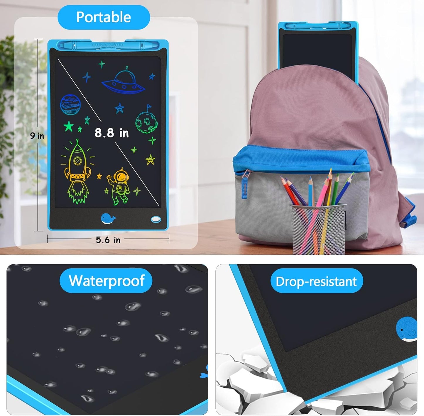 Hockvill LCD Writing Tablet for Kids 8.8 Inch, Toys for Girls Boys Drawing Pad for 3 4 5 6 7 Year Old Kids Toys, Children’s Day Gift Toddler Doodle Board Travel Essentials, Birthday Gift for Children