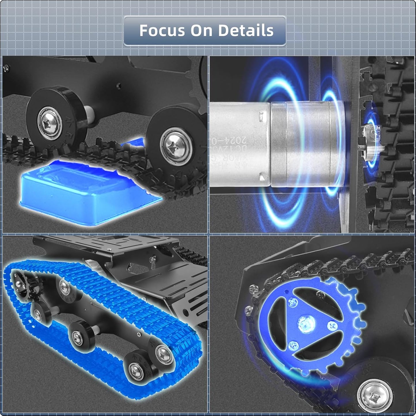 Robot Tracked Tank Car Chassis, Shock Absorbing Robot Chassis Full-Metal Robotic Moving Platform Track for RaspberryPi Arduino Jetson Microb DIY Maker Smart Robot Car Learning Kit