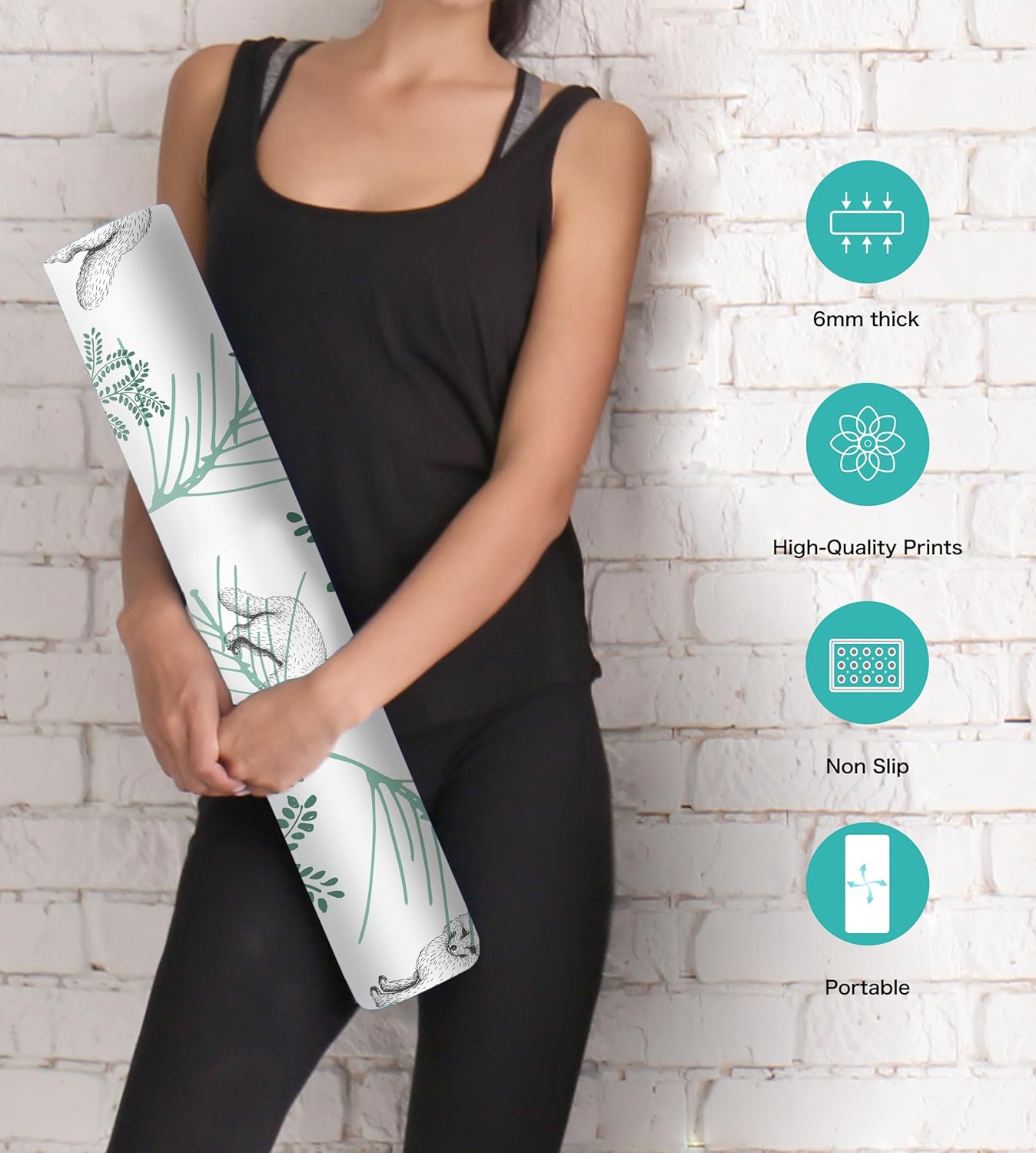 Non Slip Yoga Mat TPE Workout Mat for Men Women, Thick Workout Mat with Carrying Strap, Fitness Mats for Exercise, Yoga, Fitness, Pilates, Floor Workouts (72" x 24" x 6mm)