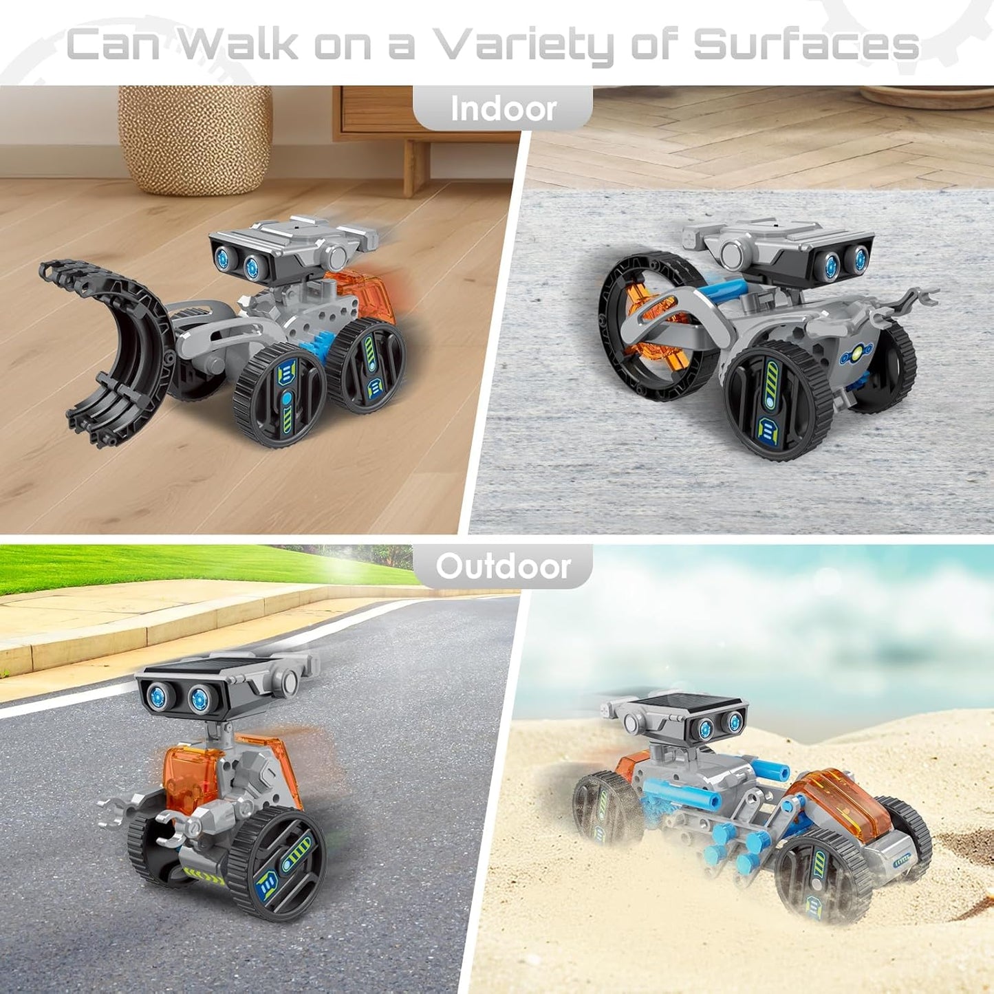 12-in-1 Solar Robot Kit for Kids 8-12, STEM Educational Building Toys with Solar Panel & Battery Power, DIY Science Experiment, Easter Birthday Gifts for Boys Girls 8 9 10 11 12 Years Old-Grey