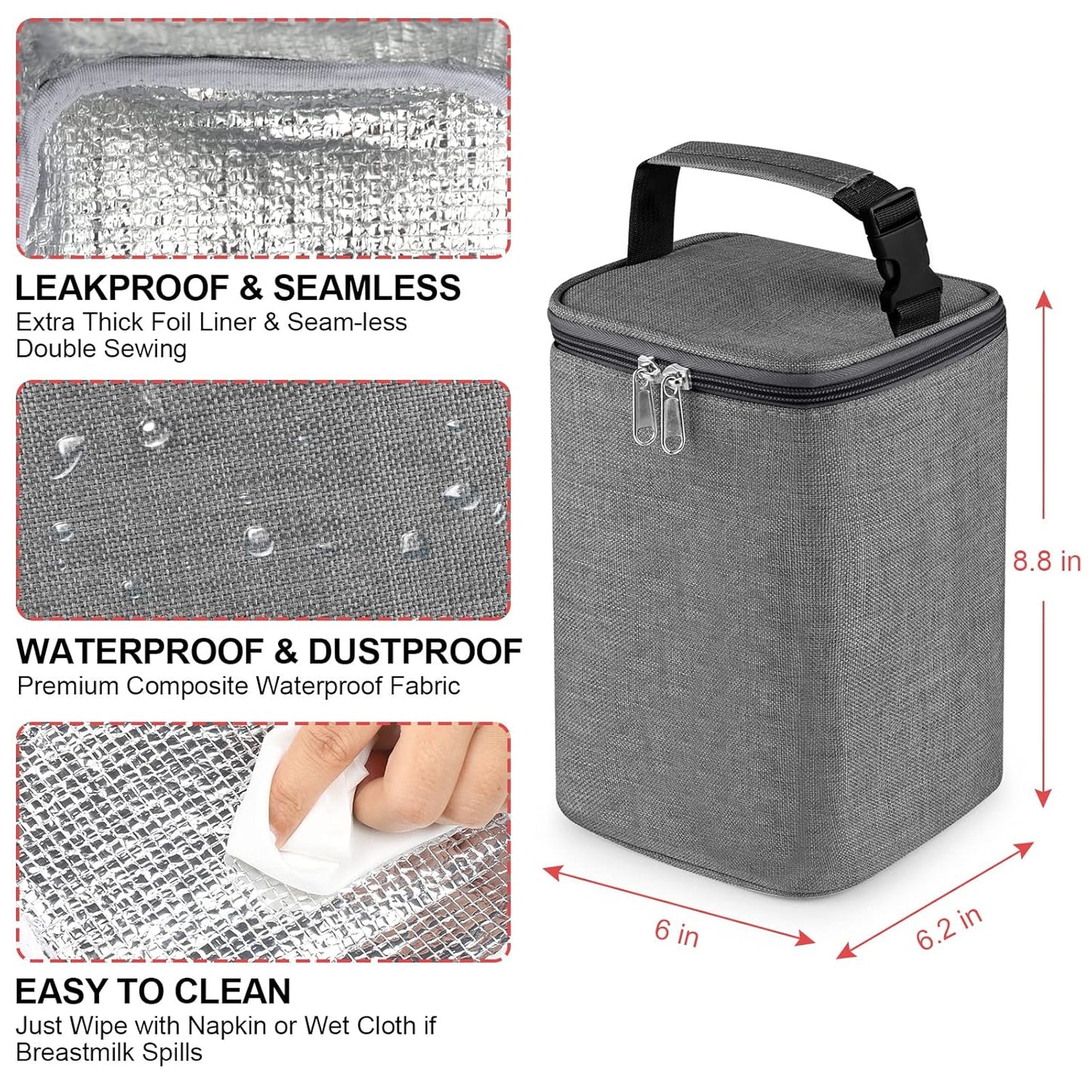 Accmor Breastmilk Cooler Bag, Baby Bottle Cooler Bags, Insulated Tote Bags On The Go, Fits 4 Large 8oz Bottles, for Nursing Mom Daycare Travel