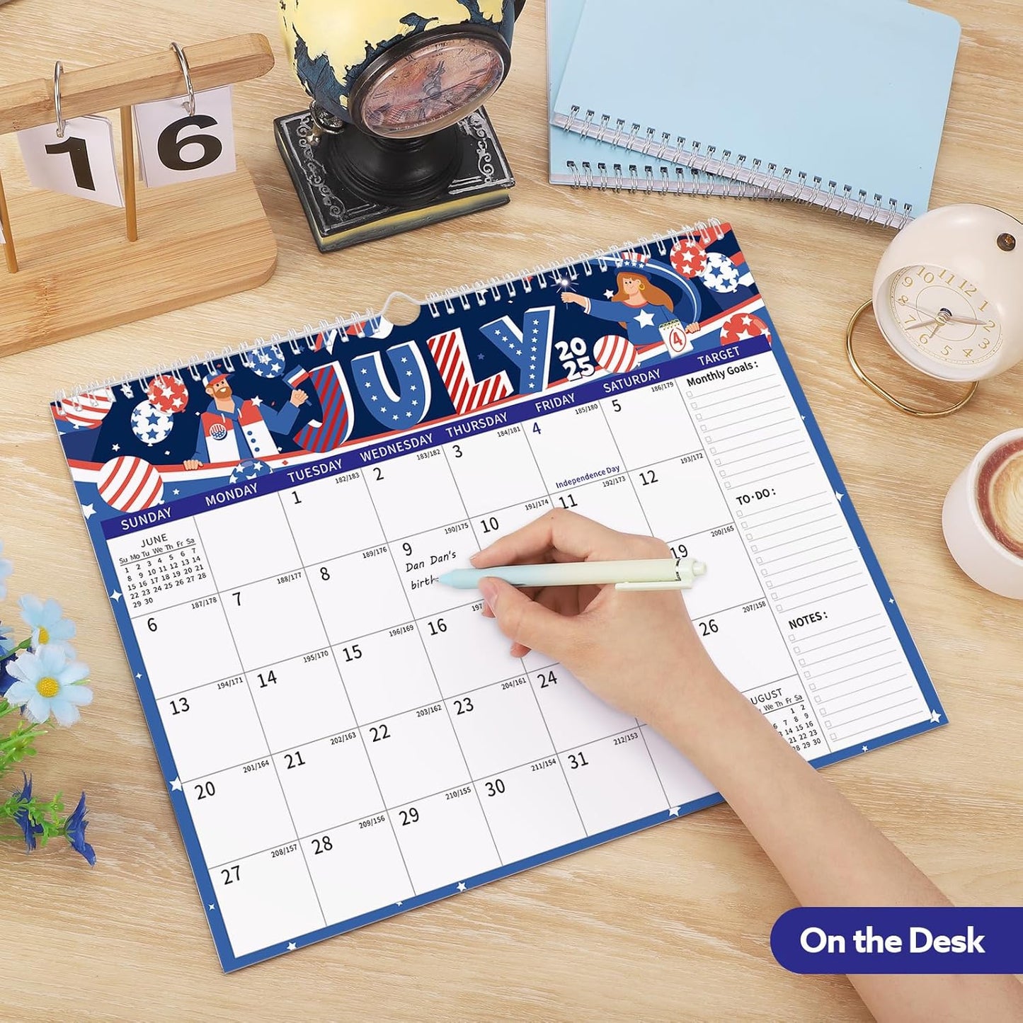 Wall Calendar 2025-2026, 18 Month Large Desk Calendar from July 2025 to December 2026 14.5" x 11.8" Monthly Calendar with Twin-Wire Binding for Home Office Planning Personal Organisers, Festival Style