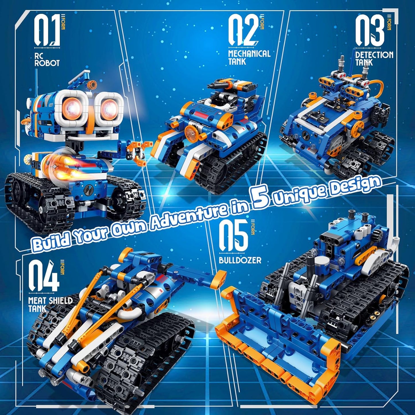 5in1 STEM Robot Building Kit, 560 PCS APP/Remote Control Mech RC Robotics for Kids Ages 8-12, Science Kit Coding Robots Toy Set, Birthday Gifts for Boys Age 8-14+