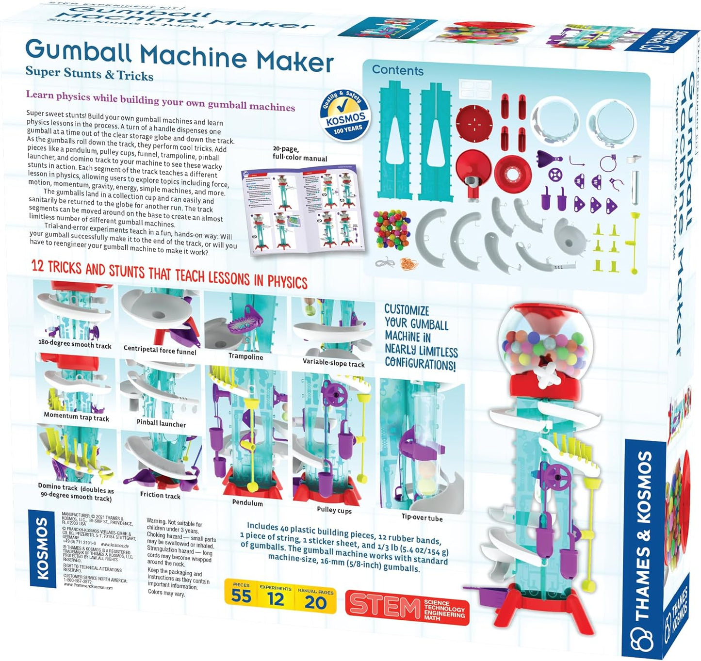 Thames & Kosmos Gumball Machine Maker Lab - Build Machines with Physics & Engineering Lessons | 12 Experiments | Make Your Own Gumball Machines | Includes Gumballs | Award Winner