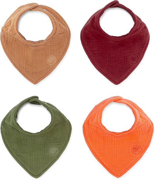 Parker Baby Muslin Bandana Drool Bibs | 100% Soft Muslin Cotton, Absorbent & Adjustable | Stylish Teething & Drooling Bibs