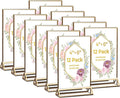 12 Pack Acrylic Sign Holder 4x6 Gold Frames, Wedding Table Number Holders Double Sided Vertical Clear Display Stand, Picture Holders for Tables, Menus, Flyers, Party and Office Decor