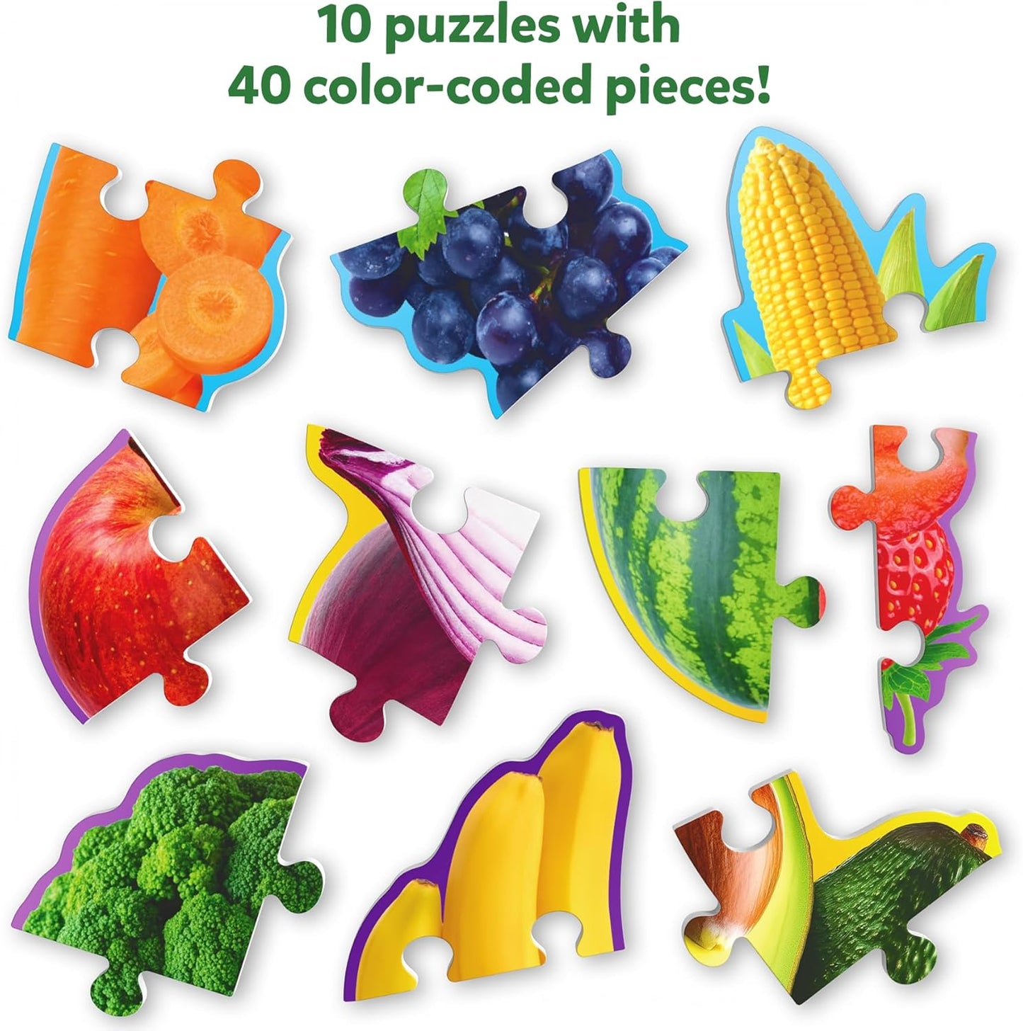 Skillmatics Step by Step Puzzles - 40 Piece Jigsaw & Toddler Puzzles, Montessori Educational Toy for Boys & Girls, Fruits and Vegetables, Travel Friendly, Gifts for Kids Ages 3, 4, 5 and Up