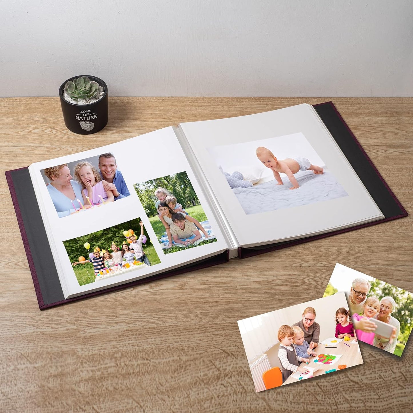 Large Photo Album Self Adhesive Scrapbook Album for 4×6 5×7 8×10 Pictures DIY Magnetic Linen Cover Album 40 Pages for Family Wedding Gifts with Metal Pen and Plastic Board