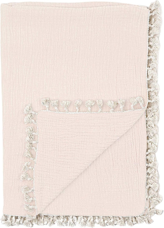 Crane Baby Muslin Swaddle Blanket, Soft Cotton Lightweight Nursery and Stroller Blanket for Baby Boys & Girls, Desert Brown, 30" x 40"