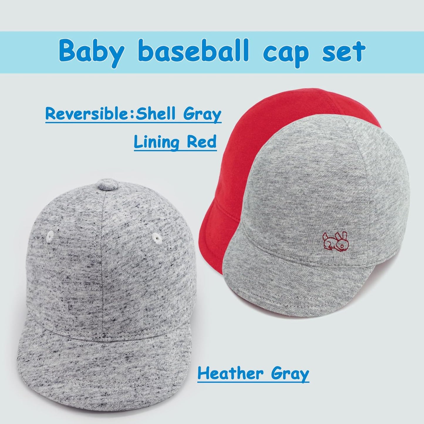 Keepersheep Baby Reversible Baseball Cap Infant Sun Hat, Cotton Knit Soft Brim for Infant Toddler, Summer Outdoor Unisex