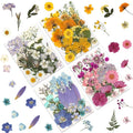 110P 4 Color Long Stem Dried Flowers for Crafts, Real Natural Pressed Flowers in Mixed Tones for Resin Art, DIY Crafts, Jewelry & Candle Decor – Tweezers Included