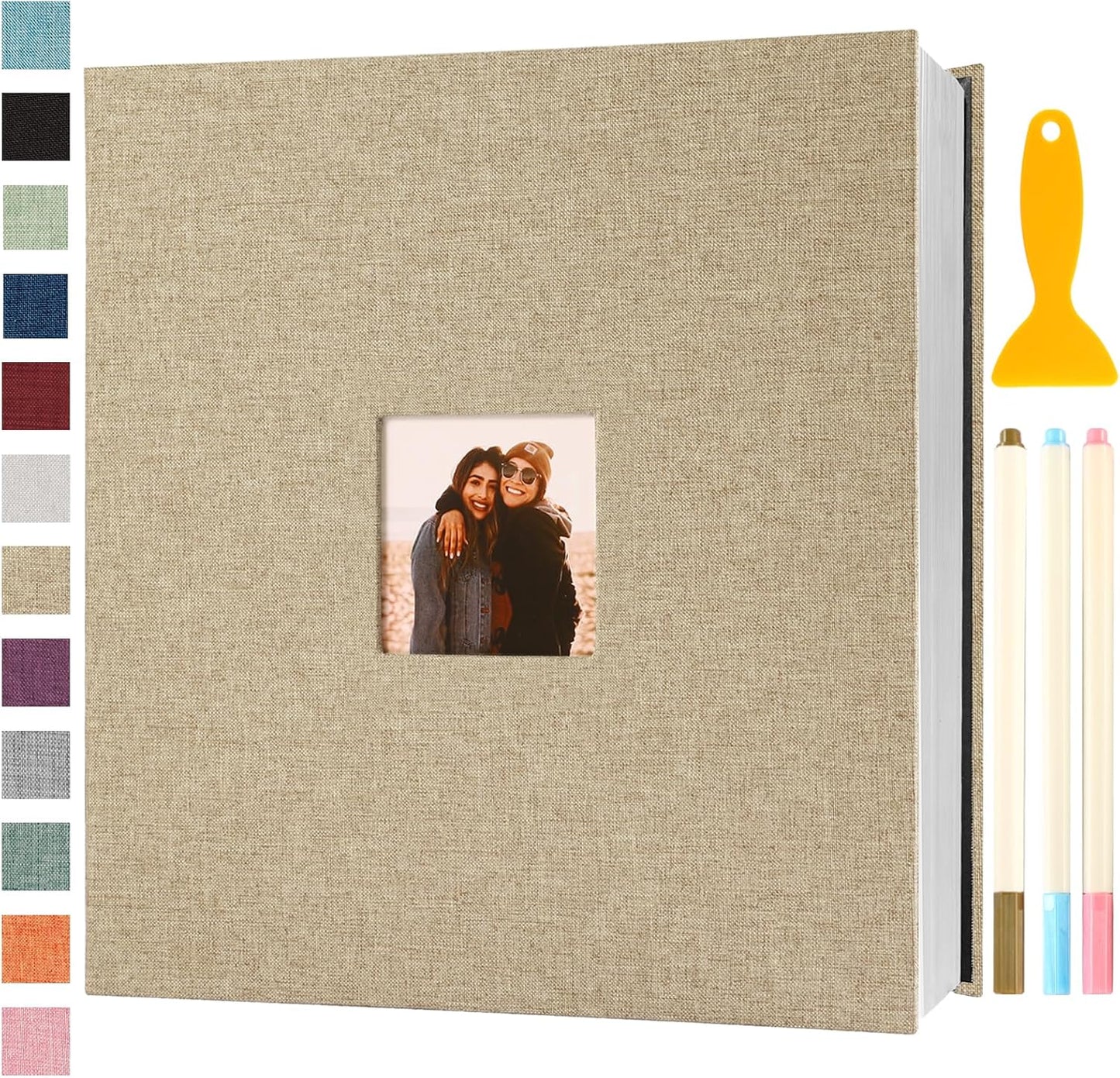 Photo Album Self Adhesive Pages Scrapbook Magnetic Photo Albums for 4x6 5x7 8x10 Pictures Sticky Pages Books for Baby Family Wedding 13.2x12.8 Yellow 120 Pages