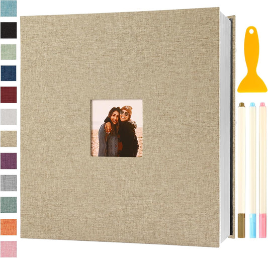 Photo Album Self Adhesive Pages Scrapbook Magnetic Photo Albums for 4x6 5x7 8x10 Pictures Sticky Pages Books for Baby Family Wedding 13.2x12.8 Yellow 120 Pages