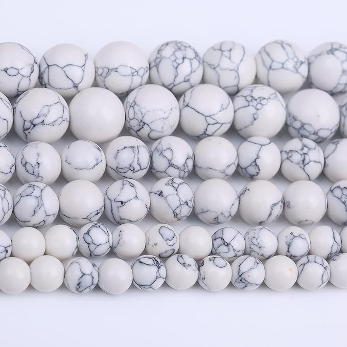 White Turquoise Stone Beads Gemstone Round Crystal Energy Jade Beads Stone Beads for Jewelry Making DIY Bracelet Necklace Jewelry Making 1 Strand 15.5inch 31PCS 12MM