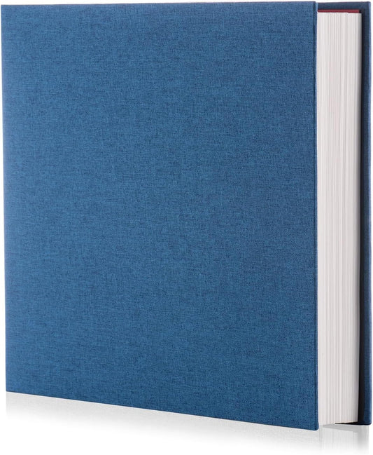 Photo Album Self Adhesive Scrapbook Album for 4Ã—6 Pictures DIY Magnetic Linen Cover Album 30 Blank Pages Great Gift for Family, Wedding, Birthday, Christmas, Anniversary(Blue), 6-15-Blue