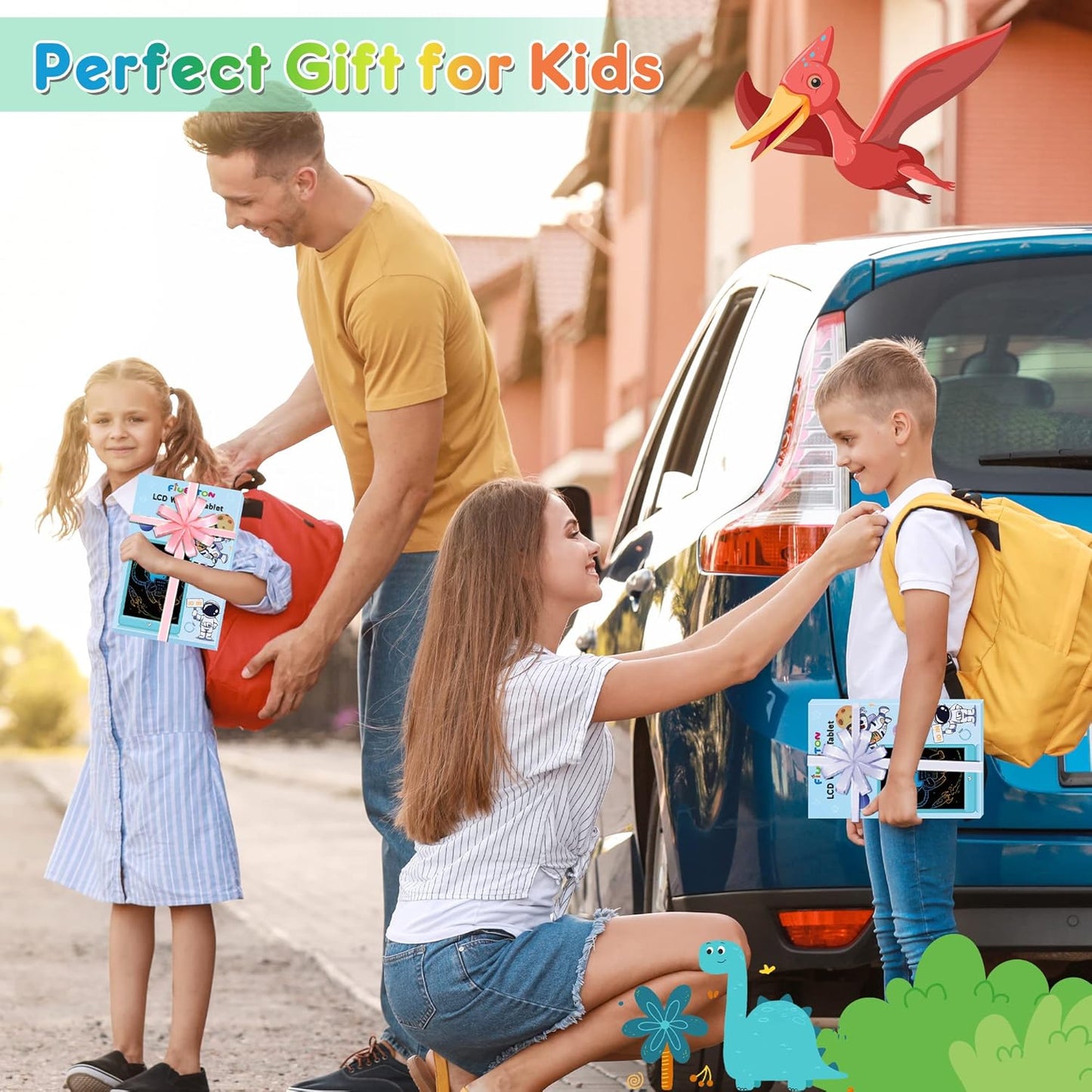 FLUESTON LCD Writing Tablet, Doodle Board Toys Gifts for 3-8 Year Old Girls Boys, 10 Inch Colorful Electronic Board Drawing Pad for Kids, Gifts for Toddler Educational Learning Travel Birthday, Green