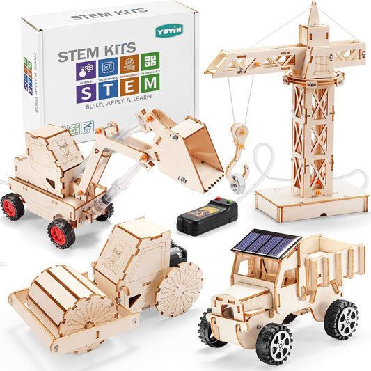 STEM Kits for Kids Ages 8-10 10-12, Wood Building Crafts Kit for Boys 8-12, Model Car Kit, 3D Wooden Puzzles Woodworking Science Projects, Construction Engineering STEM Toys for 8 10 13 12 14 Year Old
